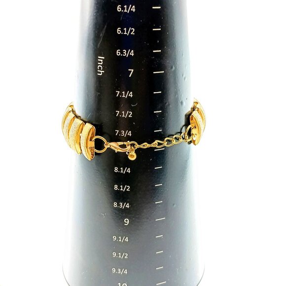 Vintage Frosted Panel Bracelet with Shimmer Gold Diamond Dust, Elegant Puffy - Picture 5 of 5